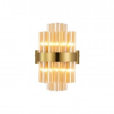 Farnley 4 Light Wall Light - Brass & Amber Glass