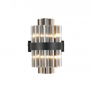 Farnley 4 Light Wall Light - Satin Black & Smoked Glass