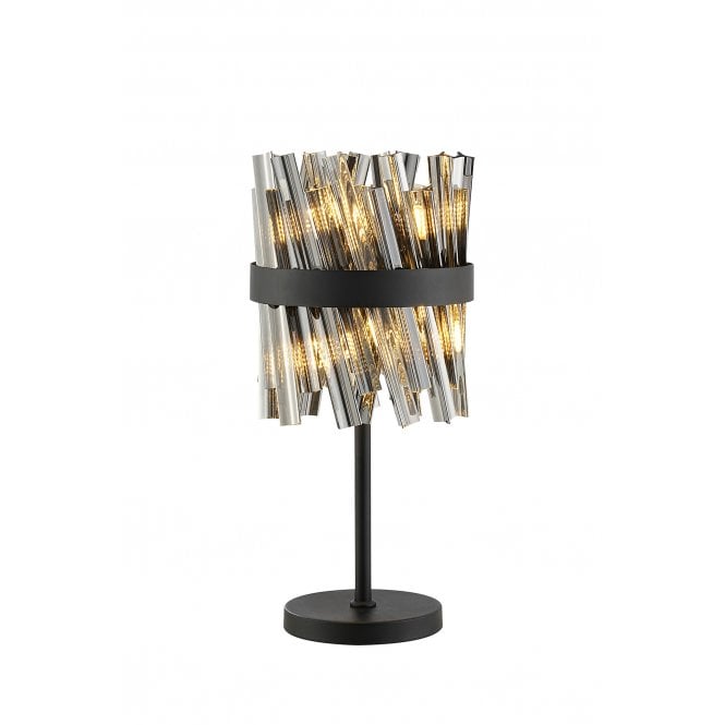 Fabula Fabula Farnley 6 Light Table Lamp - Satin Black & Smoked Glass