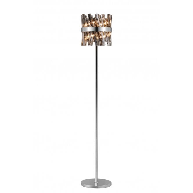 Fabula Fabula Farnley 8 Light Floor Lamp - Polished Nickel & Smoked Glass