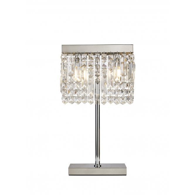 Fabula Fabula Fernbank 2 Light Rectangular Table Lamp - Polished Chrome & Crystal