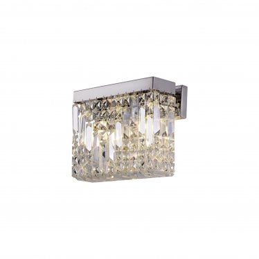 Fernbank 2 Light Small Rectangular Wall Lamp - Polished Chrome & Crystal