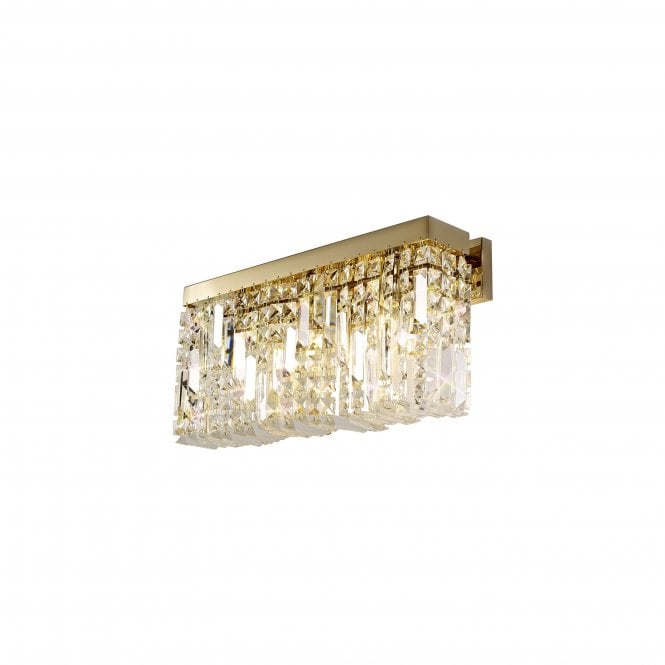 Fabula Fabula Fernbank 3 Light Large Rectangular Wall Lamp - Gold & Crystal