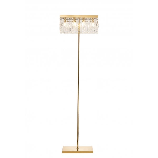 Fabula Fabula Fernbank 4 Light Rectangular Floor Lamp - Gold & Crystal