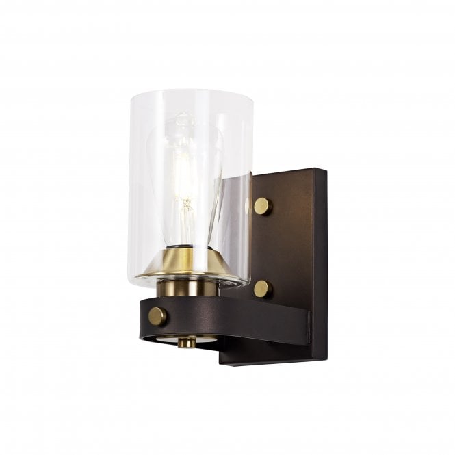 Fabula Fabula Greenstead Single Wall Lamp - Brown Oxide, Gold Bronze & Clear Glass