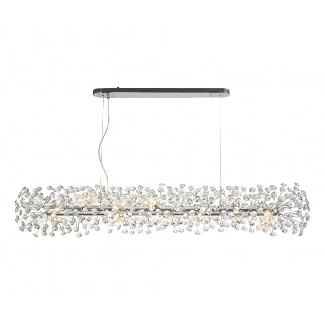 Fabula Fabula Grosvenor 14 Light Oblong Linear Pendant - Polished Chrome & Crystal