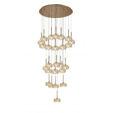 Grosvenor 24 Light Round Multi-Drop Pendant - French Gold & Crystal Glass