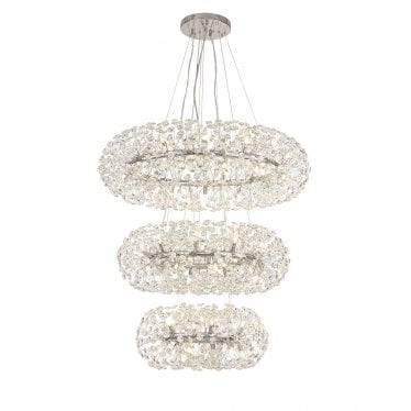 Grosvenor 58 Light 3-Tiered Pendant - Polished Chrome & Crystal