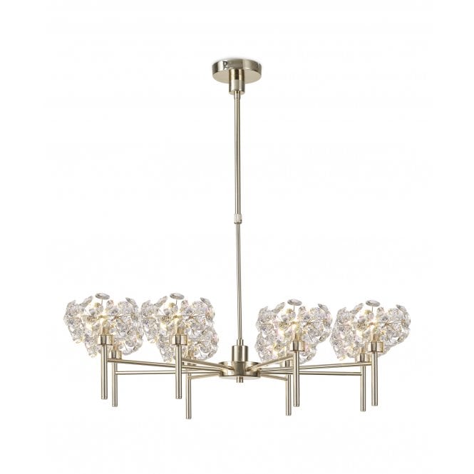 Fabula Fabula Grosvenor 8 Light Telescopic Light - French Gold & Crystal Glass