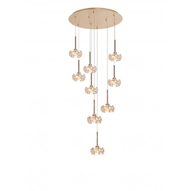 Fabula Fabula Grosvenor 9 Light Round Multi-Drop Pendant - French Gold