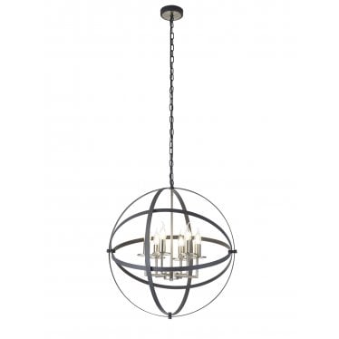 Guildford 6 Light Pendant - Anthracite & Satin Nickel