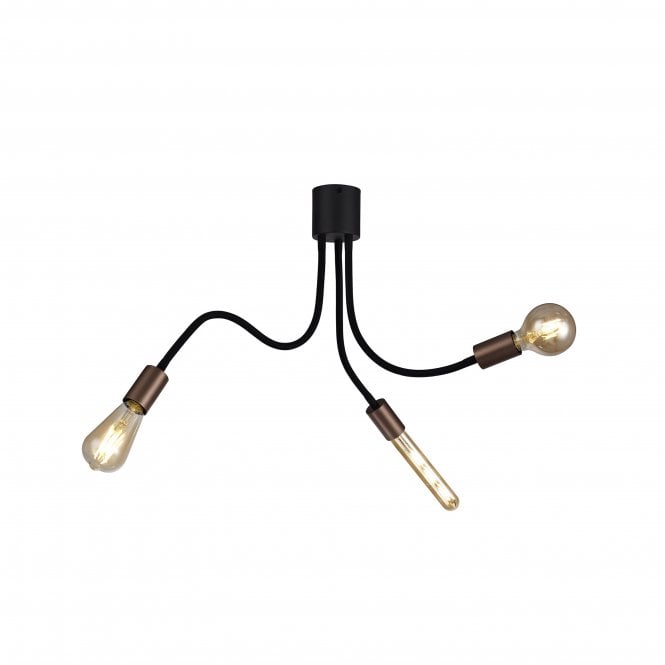 Fabula Fabula Hartwell 3 Light Flexible Ceiling Light - Satin Black & Brushed Copper