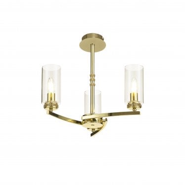 Heathcote 3 Light Pendant/Semi-Flush Light - Polished Gold