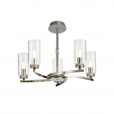 Heathcote 5 Light Pendant/Semi-Flush Light - Polished Nickel