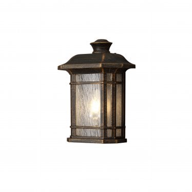 Highstone Single Half Wall Lamp - Brushed Black Gold & Seeded Glass - IP54