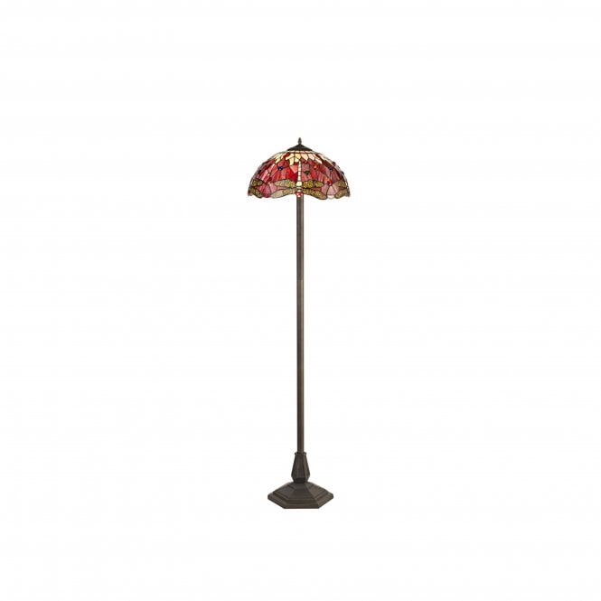 Fabula Fabula Hornbeam 2 Light Octagonal Floor Lamp - 40cm Tiffany Shade - Purple & Pink