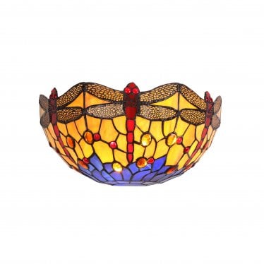 Hornbeam 2 Light Tiffany Wall Lamp - Blue & Orange