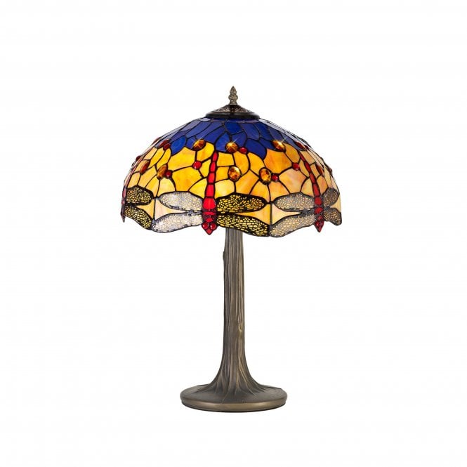 Fabula Fabula Hornbeam 2 Light Tree Like Table Lamp - 40cm Tiffany Shade - Blue & Orange