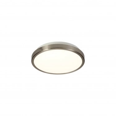 Ibbetson Dimmable LED Flush Light - Satin Nickel & White - IP44