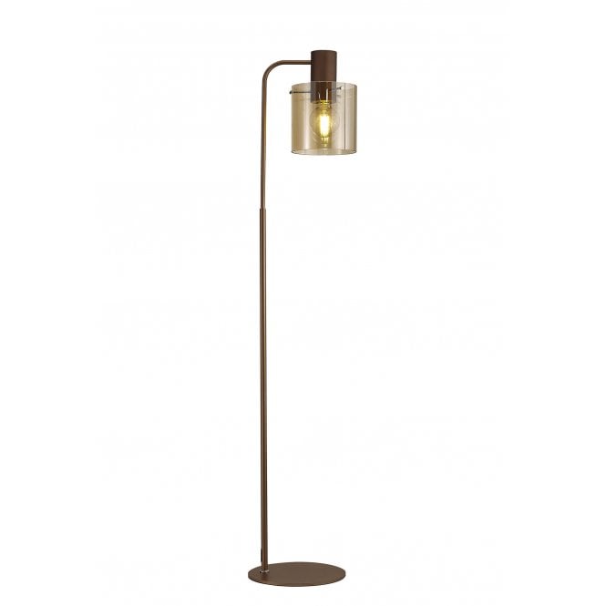 Fabula Fabula Kendon Large Single Floor Lamp - Mocha & Amber Glass