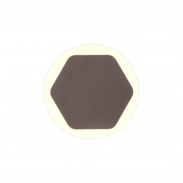 Kingsley Magnetic Base LED Wall Lamp - 15cm Horizontal Hexagonal / 19cm Round - Central - Coffee & Acrylic Frosted Diffuser