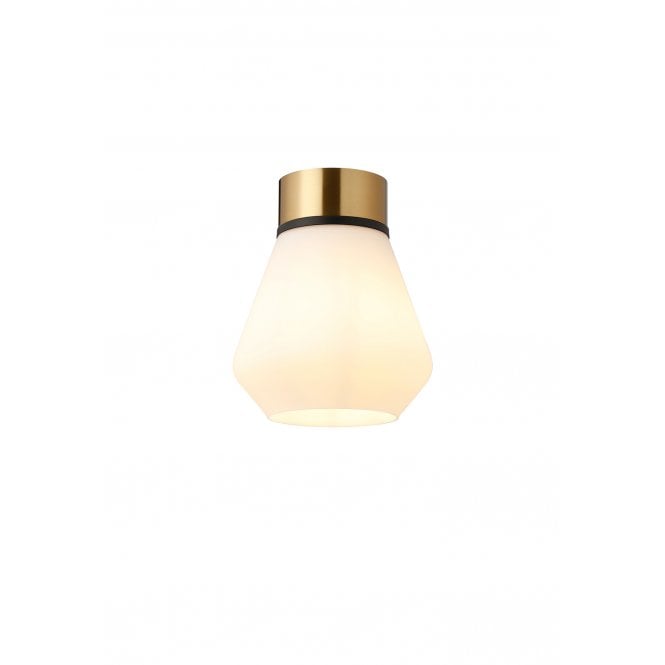 Fabula Fabula Laurel Single Flush Light - Kite Shade - Brass & Opal Glass