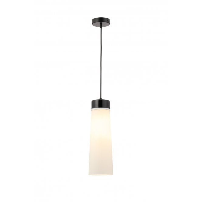 Fabula Fabula Laurel Single Pendant - Large Cylindrical Cone Shade - Black Marble & Opal Glass