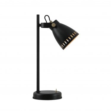 Leicester Single Adjustable Table Lamp - Matt Black & Khaki