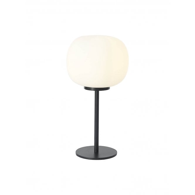 Fabula Fabula Littleton Small Single Oval Ball Tall Table Lamp - Matt Black & Frosted White Glass