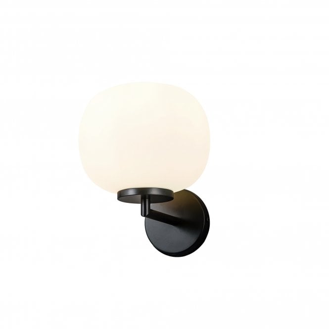 Fabula Fabula Littleton Small Single Oval Ball Wall Light - Matt Black & Frosted White Glass