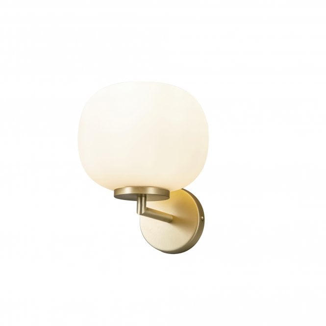 Fabula Fabula Littleton Small Single Oval Ball Wall Light - Satin Gold & Frosted White Glass