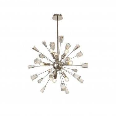 Lytton 9 Light Sputnik Pendant - Polished Nickel & Crystal