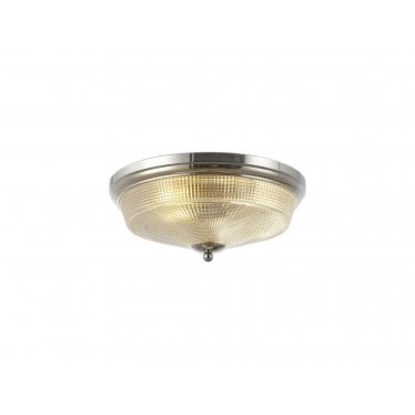 Maida 2 Light Flush Light - Polished Nickel & Prismatic Glass