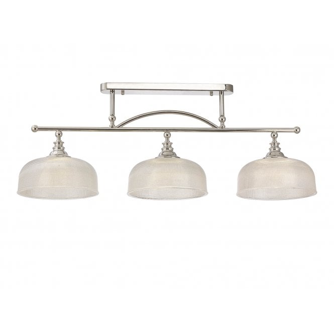 Fabula Fabula Maida 3 Light Linear Semi-Flush/Pendant - Polished Nickel & Prismatic Glass