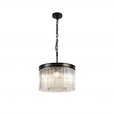 Malford Small 5 Light Round Semi-Flush/Pendant - Brown Oxide