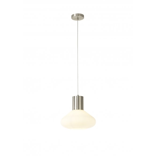 Fabula Fabula Maple Wide Pendant - Satin Nickel & Opal Glass