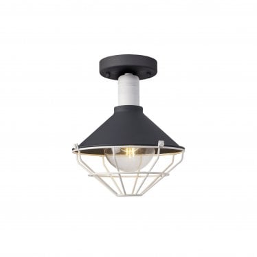 Maybury Single Semi-Flush Light - Anthracite & Matt White - IP65