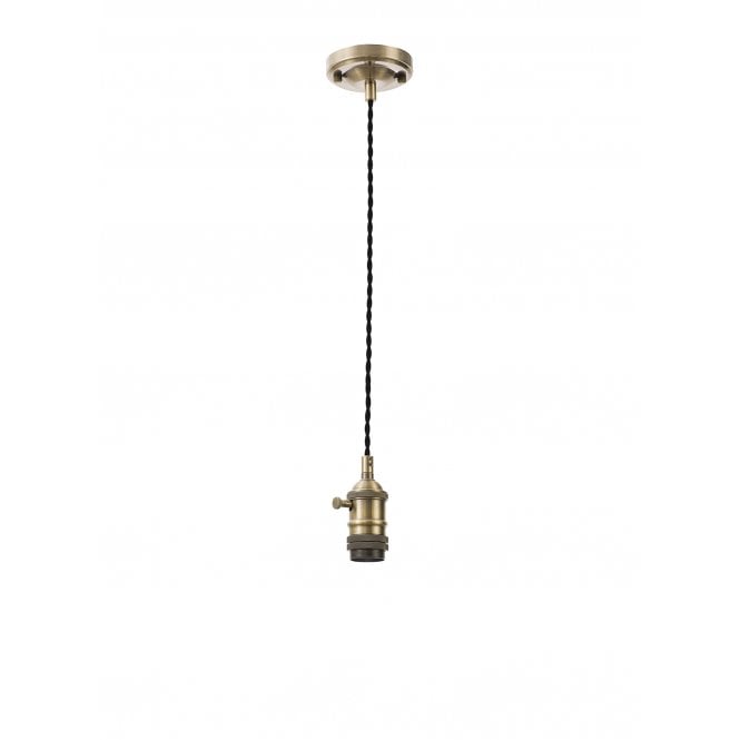 Fabula Fabula Merryhill Single Pendant Light Kit - Antique Brass & Black Twisted Cable - Frame Only