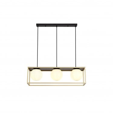 Newbury 3 Light Adjustable Linear Pendant - Matt Black & Painted Gold