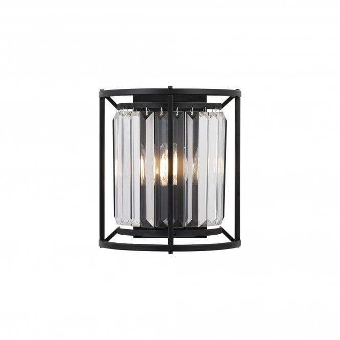 Fabula Fabula Oakhurst 2 Light Wall Lamp - Satin Black & Clear Glass