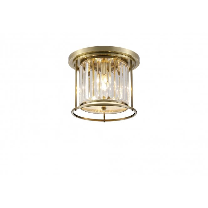 Fabula Fabula Oakhurst 3 Light Flush Light - Antique Brass & Clear Glass