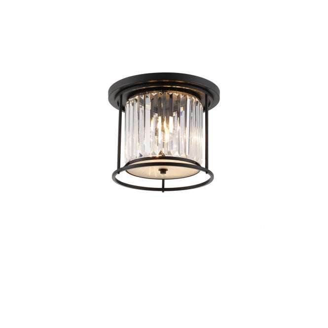 Fabula Fabula Oakhurst 3 Light Flush Light - Satin Black & Clear Glass