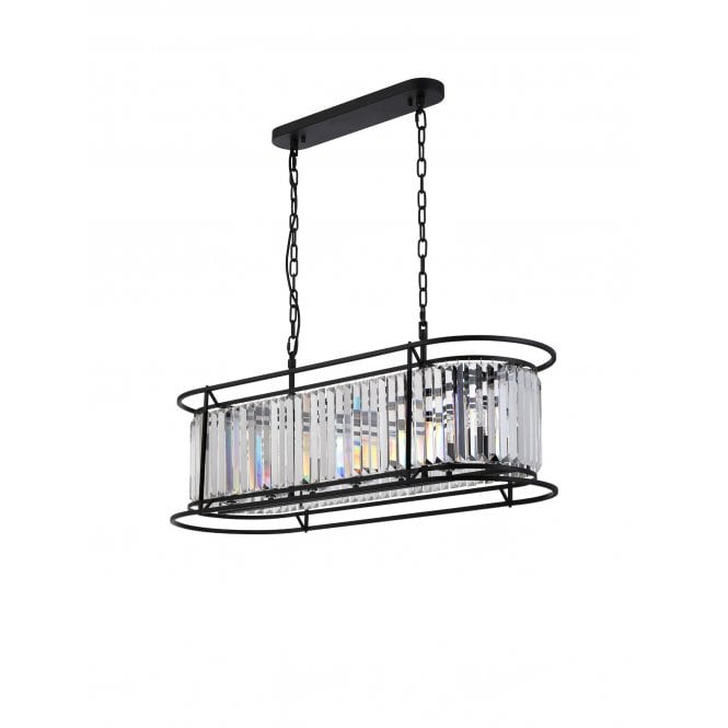 Fabula Fabula Oakhurst 7 Light Oval Pendant - Satin Black & Clear Glass