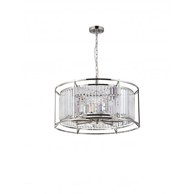 Fabula Fabula Oakhurst 8 Light Pendant/Semi-Flush Light - Polished Nickel & Clear Glass