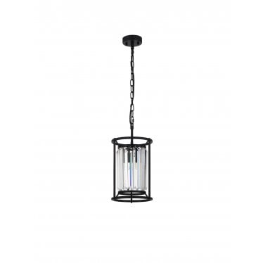 Oakhurst Single Pendant - Satin Black & Clear Glass