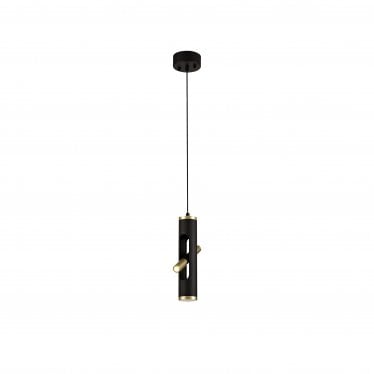 Riverside 2 Light LED Pendant - Sand Black & Gold