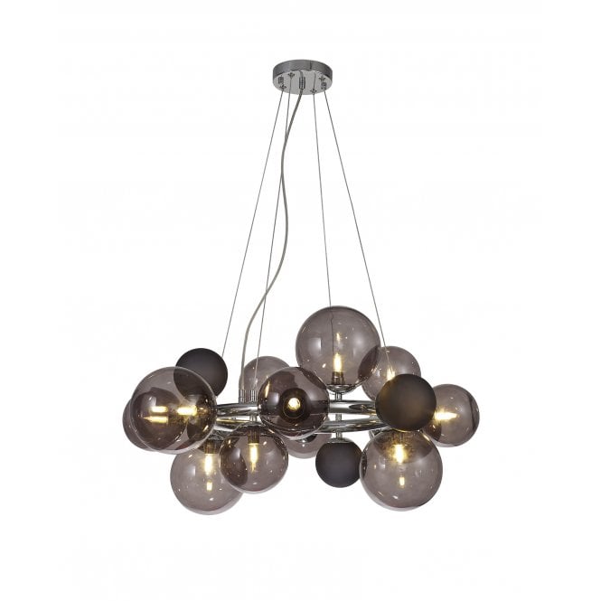 Fabula Fabula Roding 12 Light Circular Pendant - Polished Chrome, Smoked & Black Glass