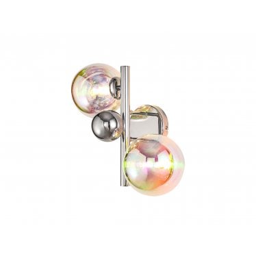 Roding 2 Light Wall Lamp - Polished Chrome & Iridescent Glass