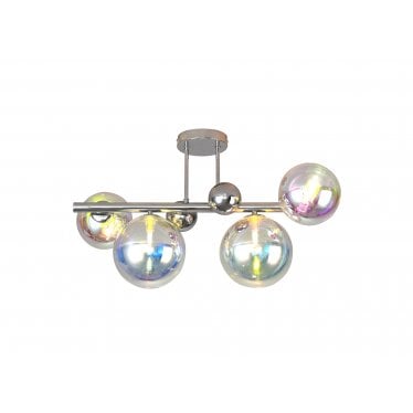 Roding 4 Light Semi-Flush Light - Polished Chrome & Iridescent Glass