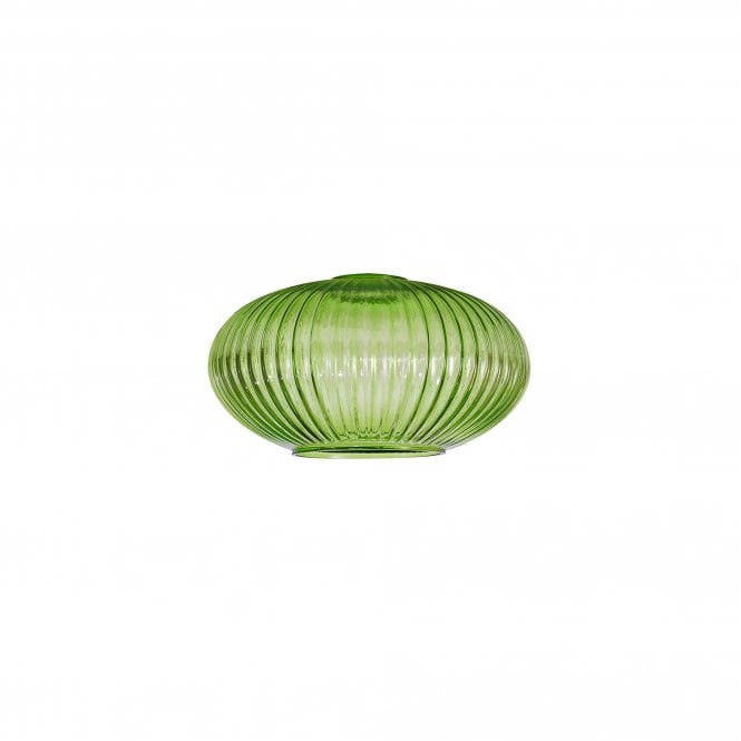 Fabula Fabula Springfield 20cm Oval Sphere Ribbed Shade - Green Glass - Shade Only